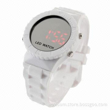 LED Watch with Touch Sensor, Eco-friendly Silicone Band with Plastic Case